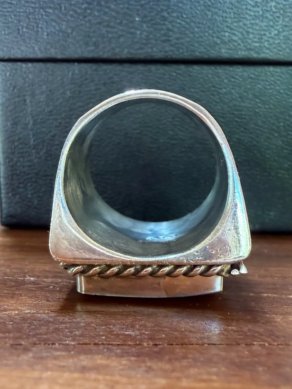 Sterling Inlay American Flag Ring with Turquoise - Picture 6 of 9